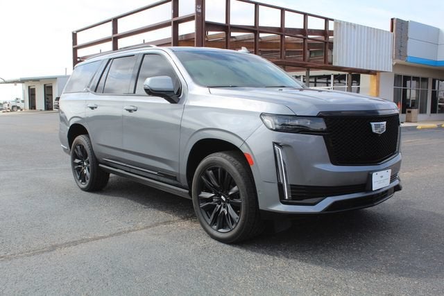 2021 Cadillac Escalade Sport Platinum in Satin Steel Metallic — front three-quarter view